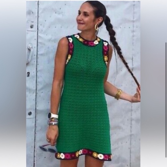π ZARA GREEN MULTI FLORAL CROCHET MINI DRESS! - Picture 15 of 16